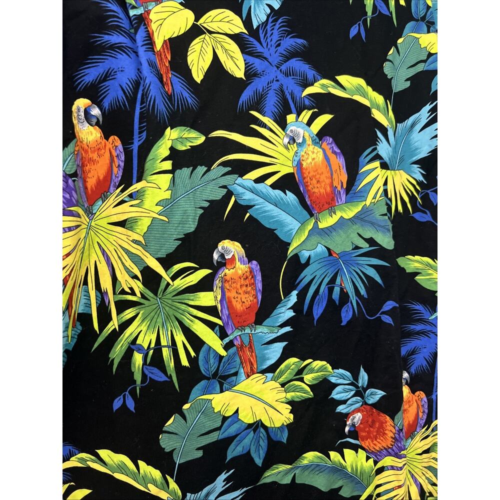 RJC Vintage Hawaiian Aloha Floral Button Up Shirt 2XL Pocket Parrot Cotton USA - Picture 8 of 11